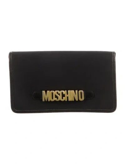 Pre-owned Moschino Nylon Graphic Print Wallet In Black