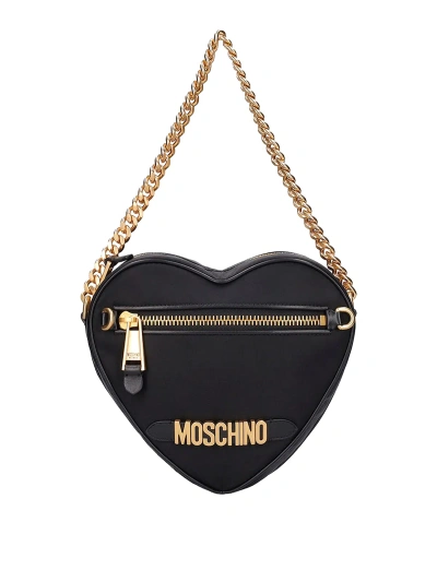 Moschino Nylon Heart Bag In Black