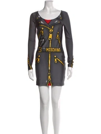 Pre-owned Moschino Nylon Mini Dress In Gray