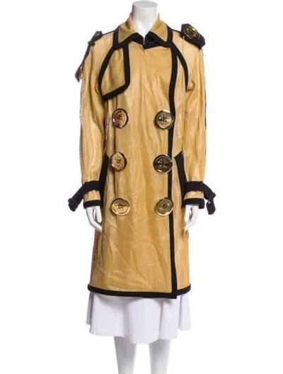 Pre-owned Moschino Nylon Trench Coat In Gold
