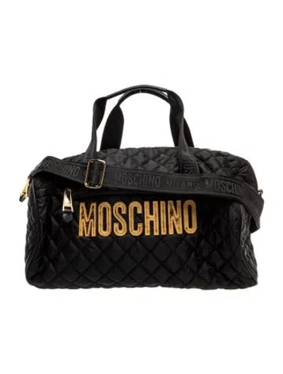 Pre-owned Moschino Nylon Weekender Bag In Black