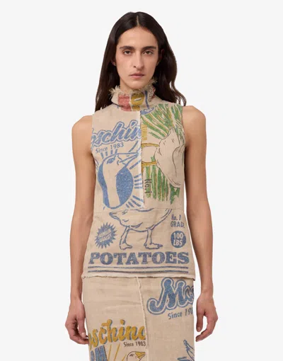 Moschino Oberteil Aus Leinen Und Stroh In Sand