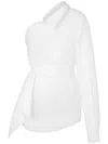 Moschino Asymmetric One-shoulder Shirt Chest Pocket Detail In White
