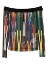 Moschino Off-shoulder Zip-print Blouse In Multi