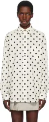 Moschino Ivory Cotton Voile Shirt With Polka Dot Pattern In Multi White