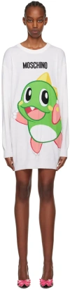 Moschino Off-white Puzzle Bobble Minidress In A1001 Fantasy White