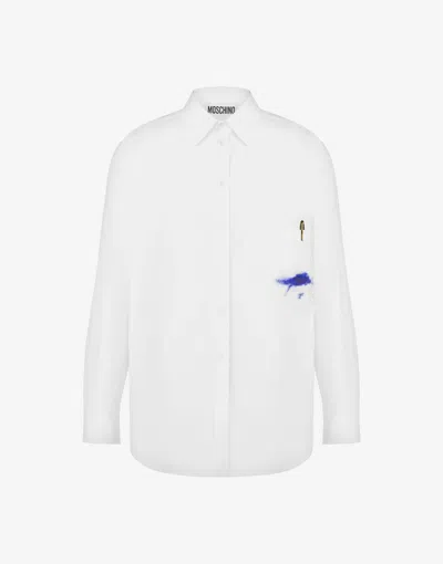 Moschino Office Inspiration Stretch Poplin Shirt In White
