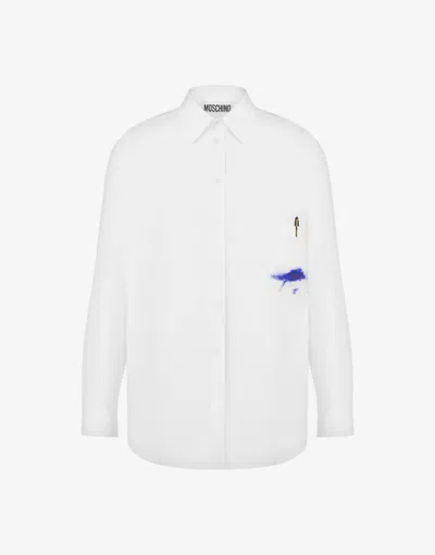 Moschino Office Inspiration Stretch Poplin Shirt In White