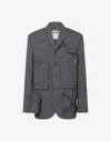 Moschino Office Inspiration Wool Pinstripe Jacket In Gray