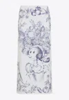Moschino Maxi Skirt With Whimsical Floral Character Illustration In White