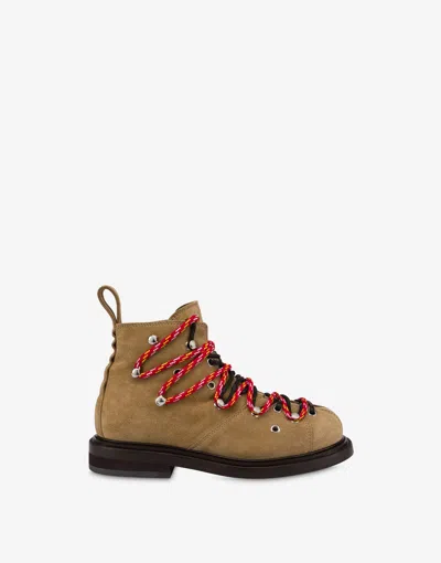 Moschino Oliver Suede Trekking Boots In Sand