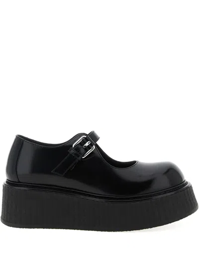 Moschino Olivia Buckle-strap Platform Ballet Flats In Black