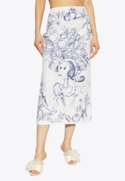 Moschino Olivia Midi Poplin Skirt In White