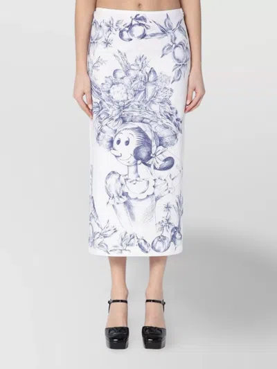MOSCHINO OLIVIA PRINT HIGH WAIST MIDI SKIRT