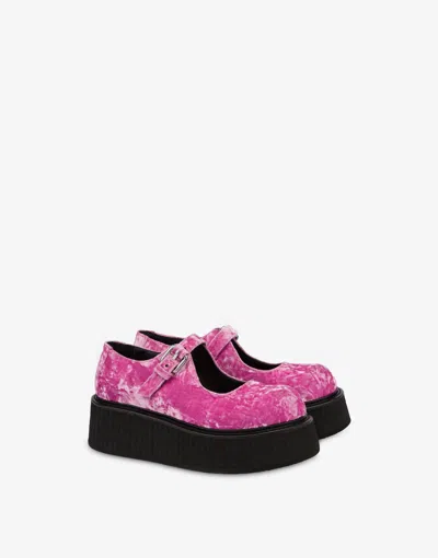 Moschino Olivia Velvet Mary Jane In Pink