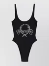 Moschino Couture One-piece Swimsuit Laurel Crown Logo In Black
