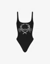 Moschino One-piece Swimsuit Laurel Crown Logo In Black