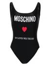 Moschino Logo-embroidered Open-back Swimsuit In Black