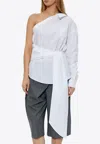 Moschino Asymmetric One-shoulder Shirt Chest Pocket Detail In White