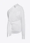 Moschino Asymmetric One-shoulder Shirt Chest Pocket Detail In White