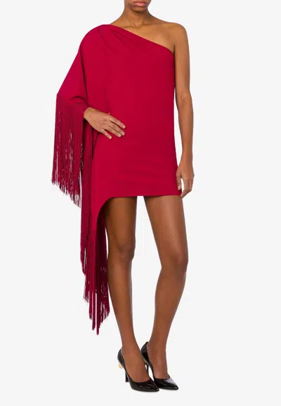 Moschino One-shoulder Fringe Mini Dress In Red