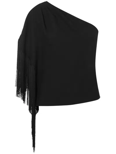 Moschino One-piece Top With Fringed Shoulder Detail In Black