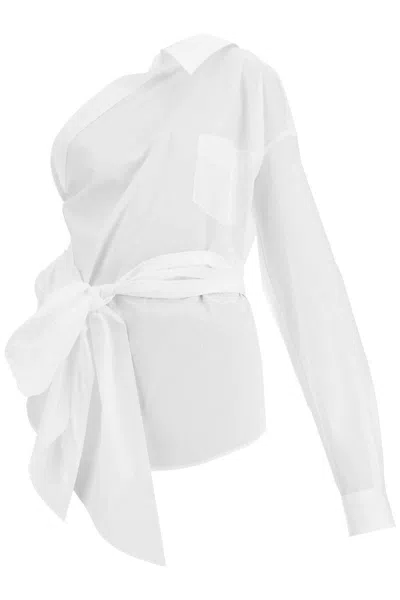 MOSCHINO ONE-SHOULDER POPLIN STRETCH