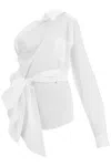 Moschino Asymmetric One-shoulder Shirt Chest Pocket Detail In White
