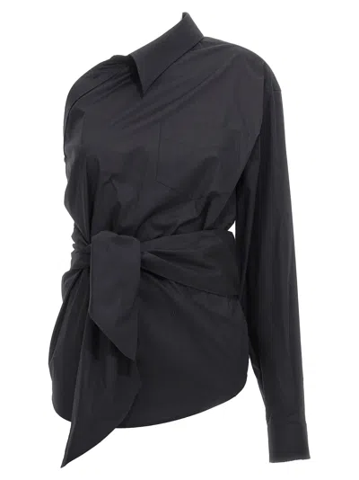 MOSCHINO ONE-SHOULDER SHIRT SHIRT, BLOUSE BLACK