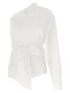 Moschino Asymmetric One-shoulder Shirt Chest Pocket Detail In White