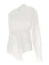 Moschino Asymmetric One-shoulder Shirt Chest Pocket Detail In White