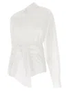 Moschino Asymmetric One-shoulder Shirt Chest Pocket Detail In White