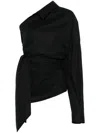 Moschino One-shoulder Stretch Poplin Shirt In Black  