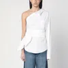 Moschino Asymmetric One-shoulder Shirt Chest Pocket Detail In White