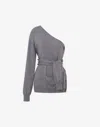Moschino One-shoulder Wool Cardigan Tailored Twist In Gray