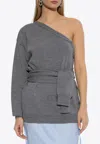 Moschino One-shoulder Wool Top In Gray