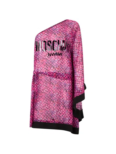 Moschino One-shoulder Beach Cover-up In Pink