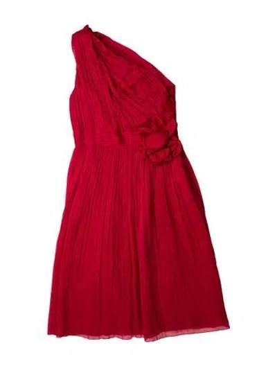 Pre-owned Moschino One-shoulder Mini Dress In Red