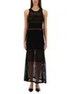 Moschino Open-knit Maxi Dress With Signature Logo