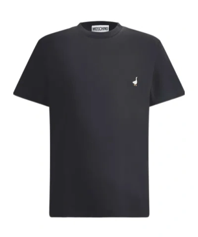 MOSCHINO MOSCHINO DUCK-EMBROIDERED CREWNECK T-SHIRT