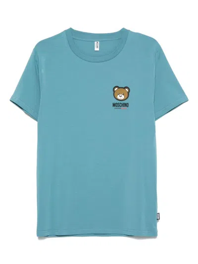 Moschino Open-necked Black Shirt In Blue