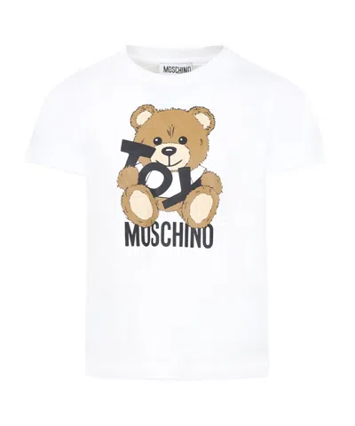 Moschino Kids' Open-necked Black Shirt In White