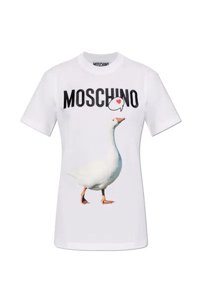 Moschino Open-necked Black Shirt In White