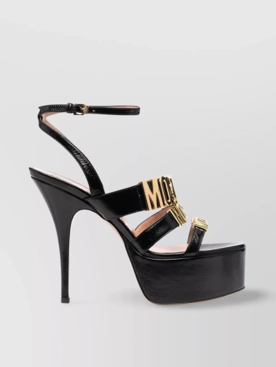 Moschino Open Toe Platform Sandals In Black