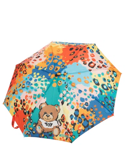 Moschino Openclose Bear Animalier Umbrella In Multicolor