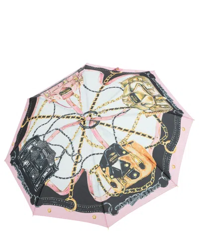 Moschino Openclose Biker Bags Umbrella In Pink