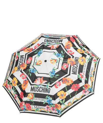 Moschino Openclose Couture Logo Flowers Umbrella In Black