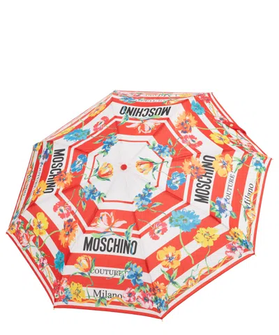 Moschino Openclose Couture Logo Flowers Umbrella In Red