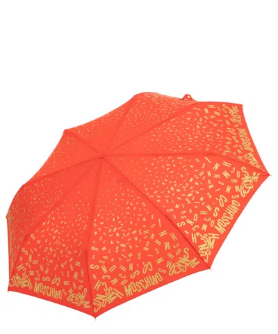 Moschino Openclose Golden Letters Umbrella In Red