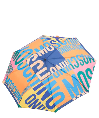 Moschino Openclose Logo Umbrella In Multicolor